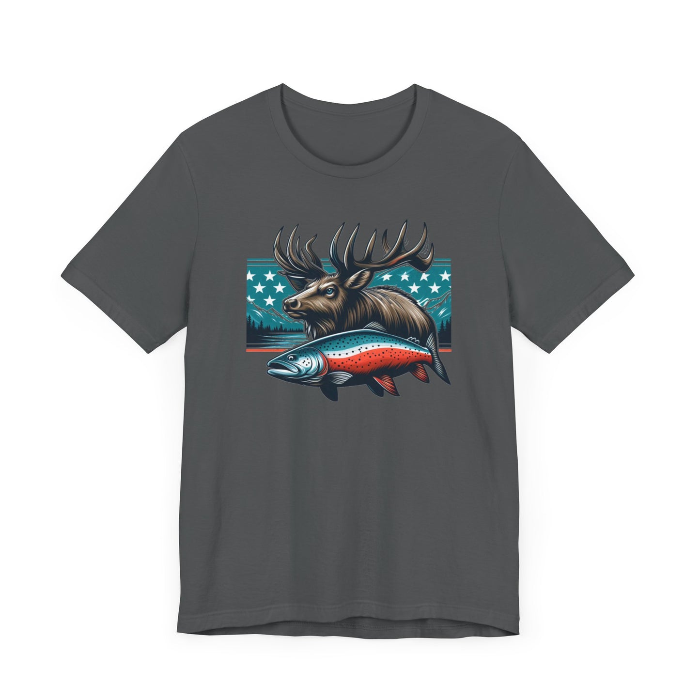 Patriotic Short Sleeve Tee, Bull Elk Shirt, Trout Shirt