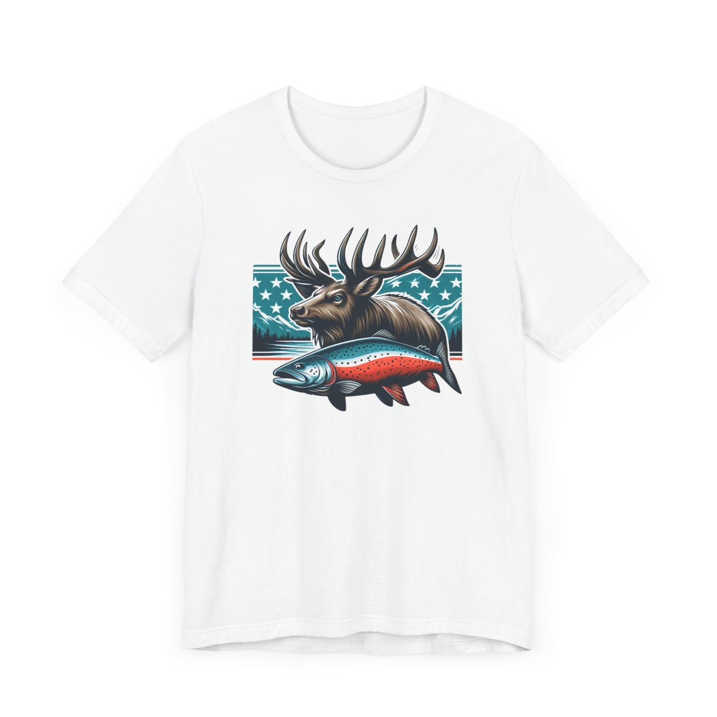 Patriotic Short Sleeve Tee, Bull Elk Shirt, Trout Shirt