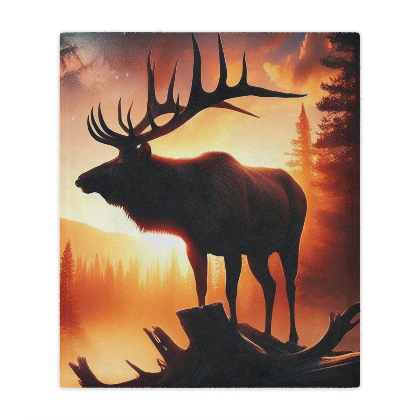 Bull Elk Microfiber Blanket, Elk Blanket